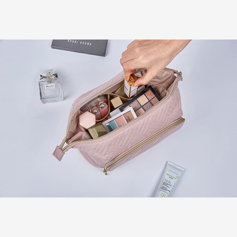 Roze Toilettas met Rits – Compact & Waterafstotend voor Reizen en Dagelijks Gebruik