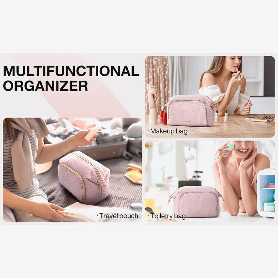 Roze Toilettas met Rits – Compact & Waterafstotend voor Reizen en Dagelijks Gebruik