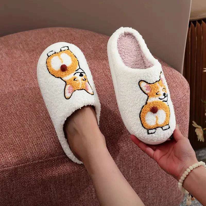 Corgi Pantoffels – Warme en Zachte Dames Slippers met Hond Design
