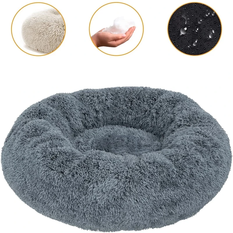 Ronde Donut Hondenmand & Kattenmand – Zachte Fluffy Huisdiermand