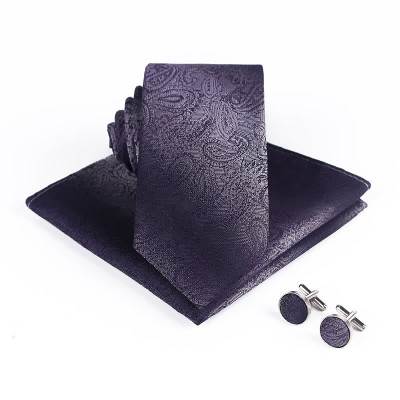 Luxe Paisley Stropdas Set – Inclusief Pochet en Manchetknopen