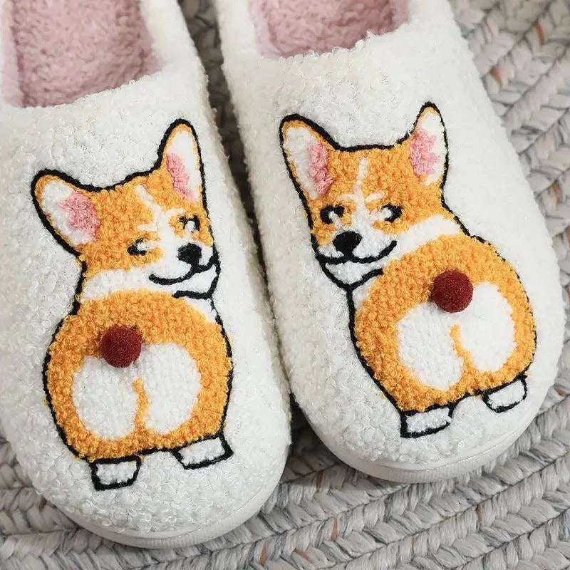 Corgi Pantoffels – Warme en Zachte Dames Slippers met Hond Design