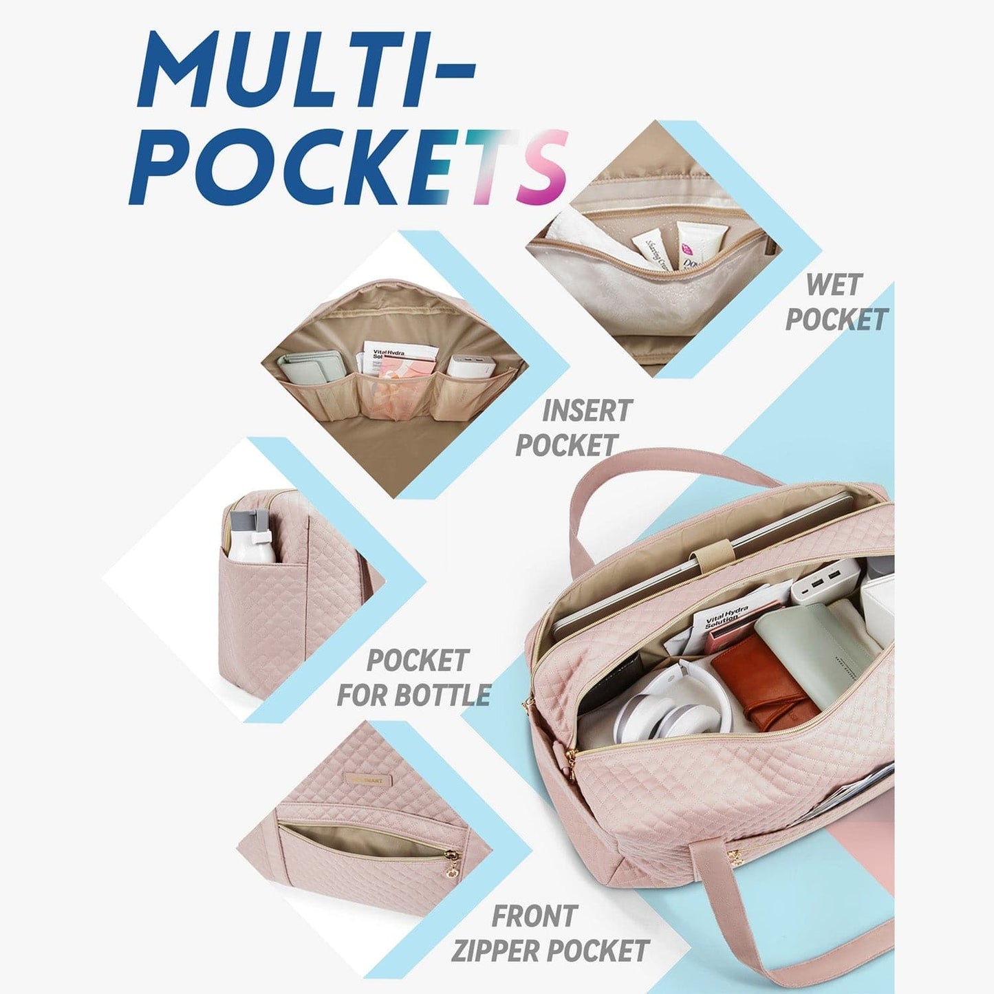 Weekender Reisetasche Große Handgepäcktasche mit Schuhbeutel