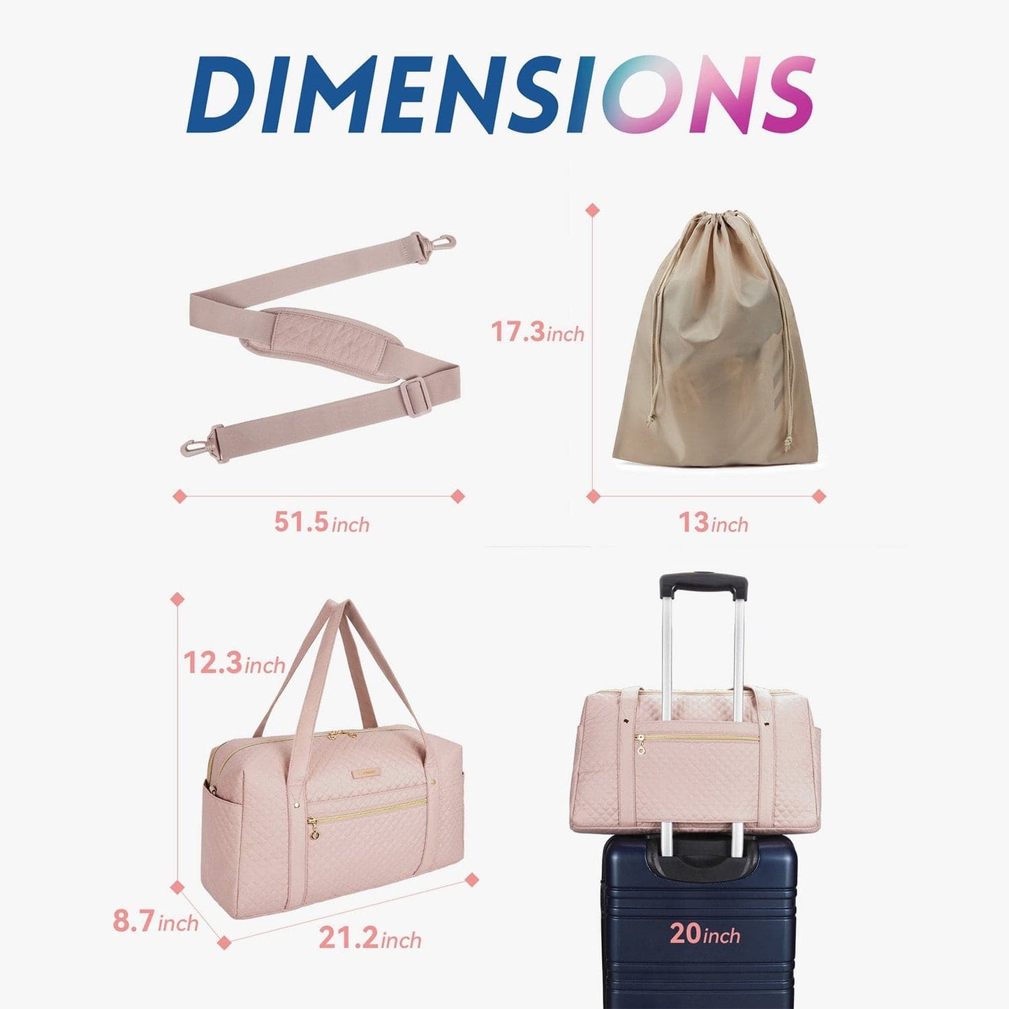 Weekender Reisetasche Große Handgepäcktasche mit Schuhbeutel