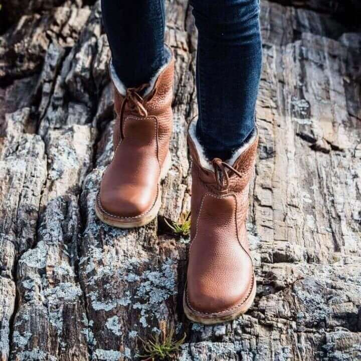 Dames Leren Winterlaarzen met Bontvoering – Warme Halfhoge Boots