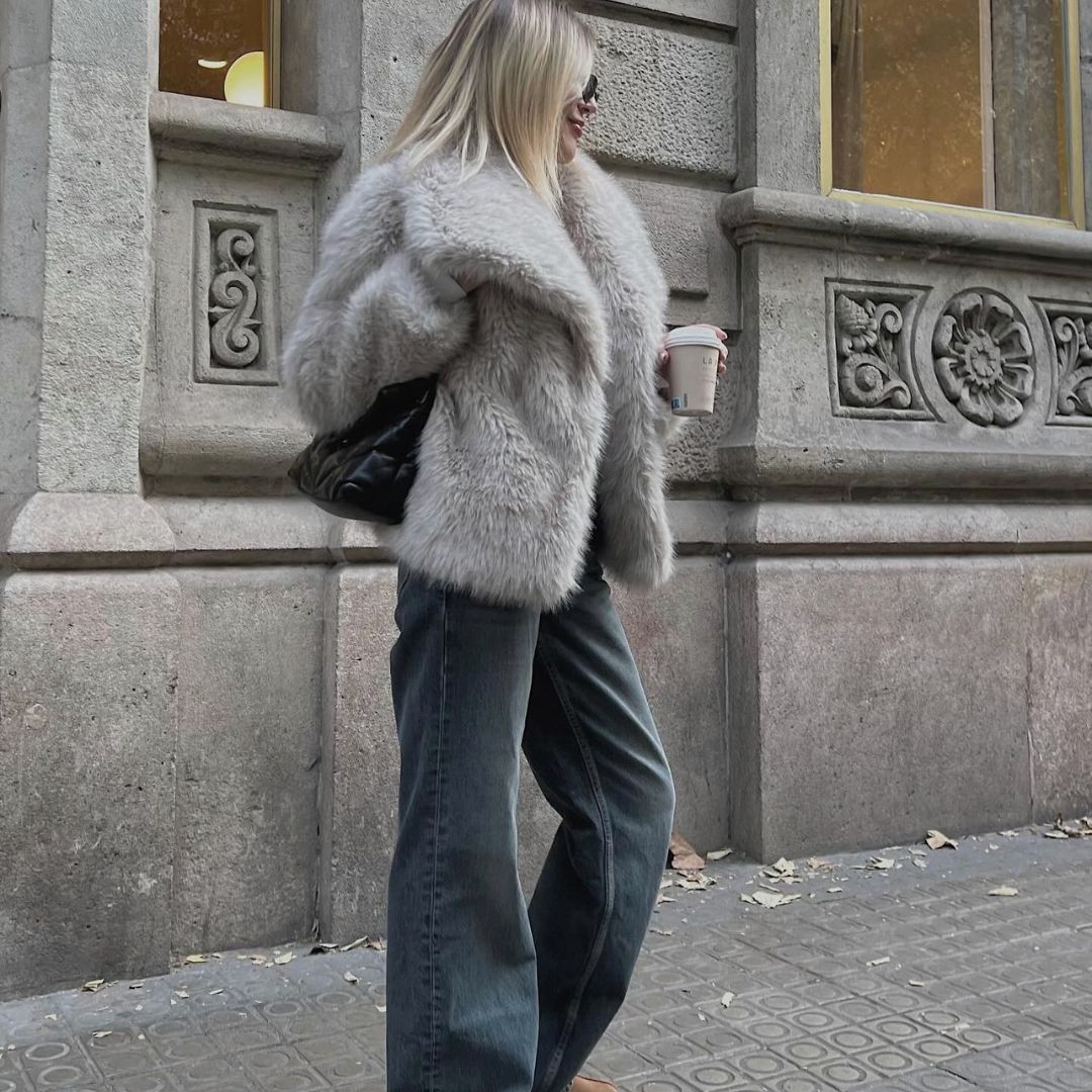 Dames Faux Fur Jas – Elegante Warme Winterjas met Luxe Look