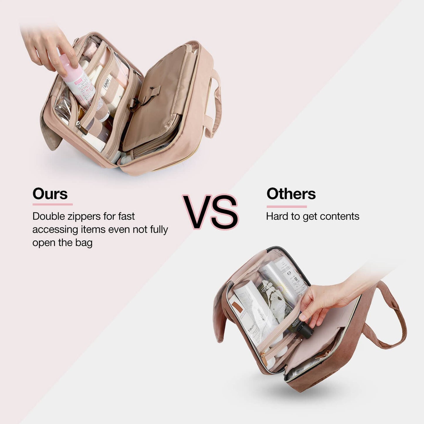 Waterdichte Toilettas met Doorzichtige Reisset – Luxe Opberg- & Make-up Tas voor Reizen