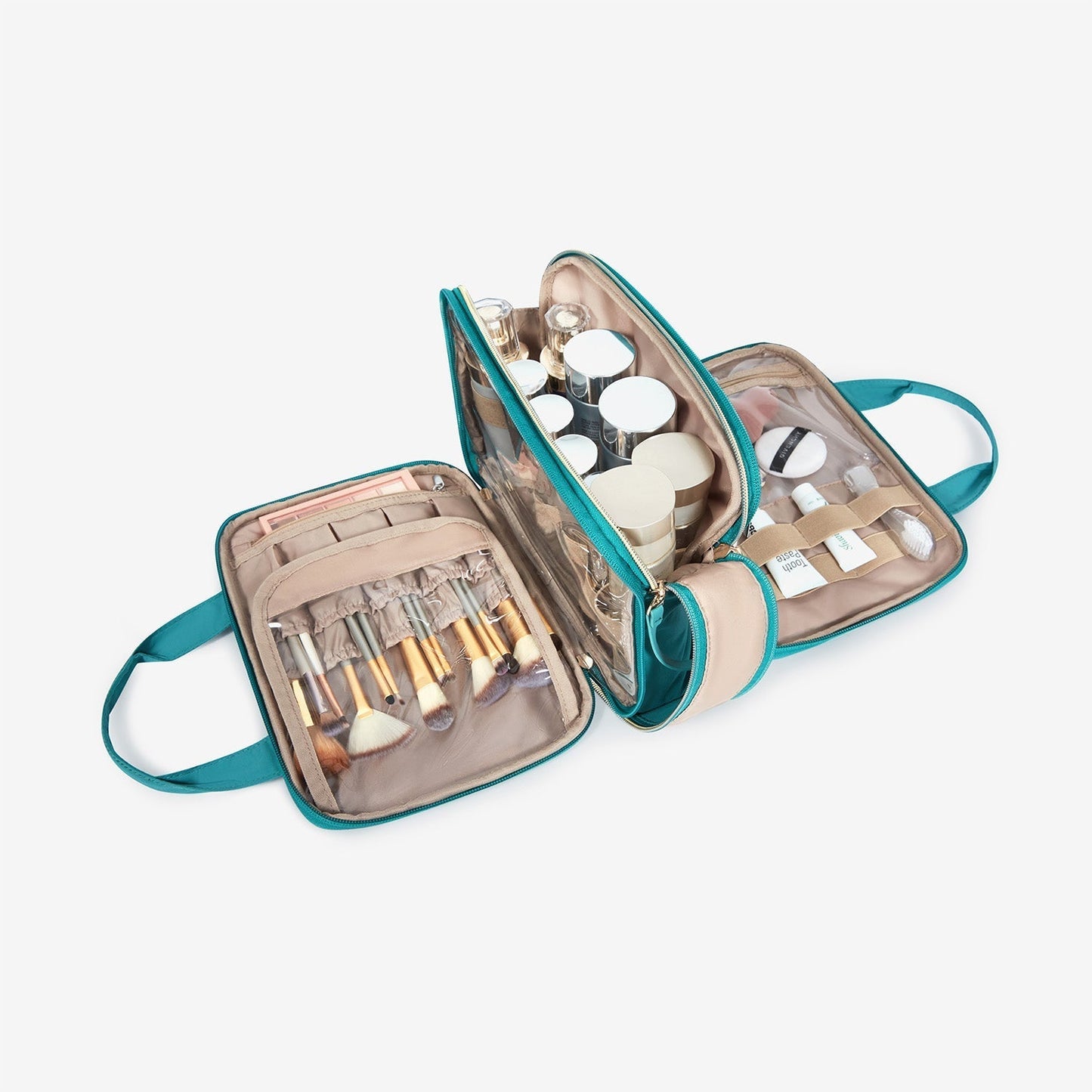 Luxe Toilettas & Make-up Organizer – Reistas met Flessenhouders & Meerdere Vakken – Roze