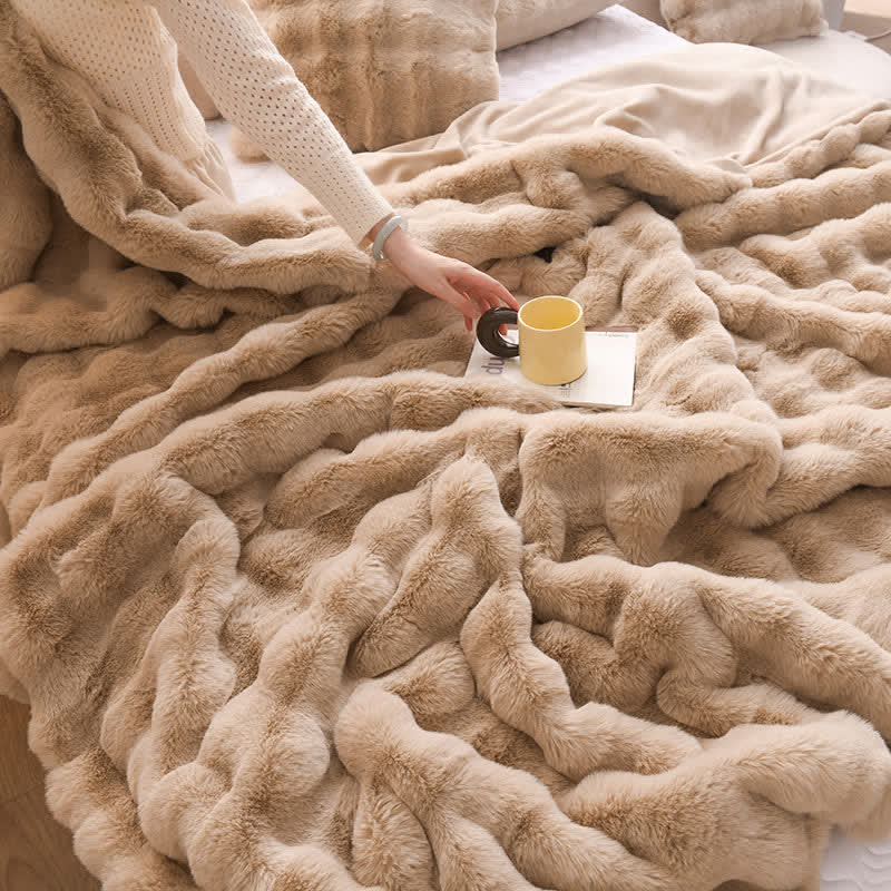 Solid Color Plush Throw Blanket – Luxe Zachte Fleece Deken voor Woonkamer & Slaapkamer