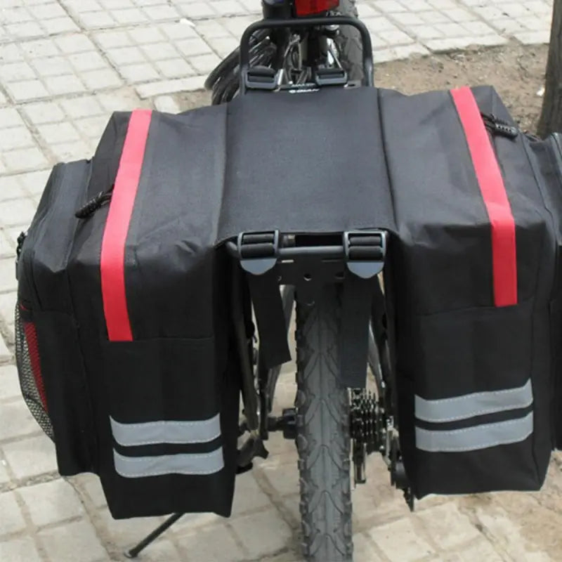 Waterdichte Fietstas Dubbel – 35L Bagagedrager Tas met Reflectie – Zwart