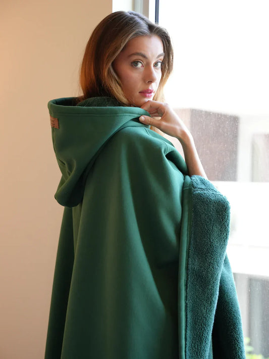 Draagbare Deken met Capuchon – Warme Fleece Poncho voor Thuis & Buiten
