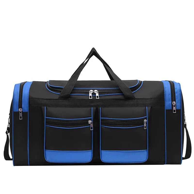 Reistas met Grote Inhoud – Waterafstotende Sporttas 60L met Schouderband – Zwart/Blauw of Zwart/Rood