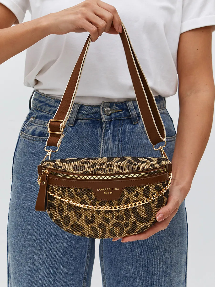 Leopard Crossbody & Heuptas met Gouden Ketting – Panterprint – Trendy & Verstelbare Band