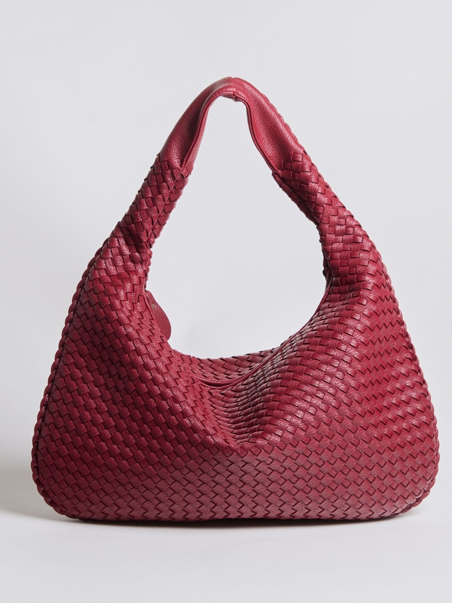 Luxe Gevlochten Schoudertas voor Dames – Zwart en Rood – Ruim en Stijlvol
