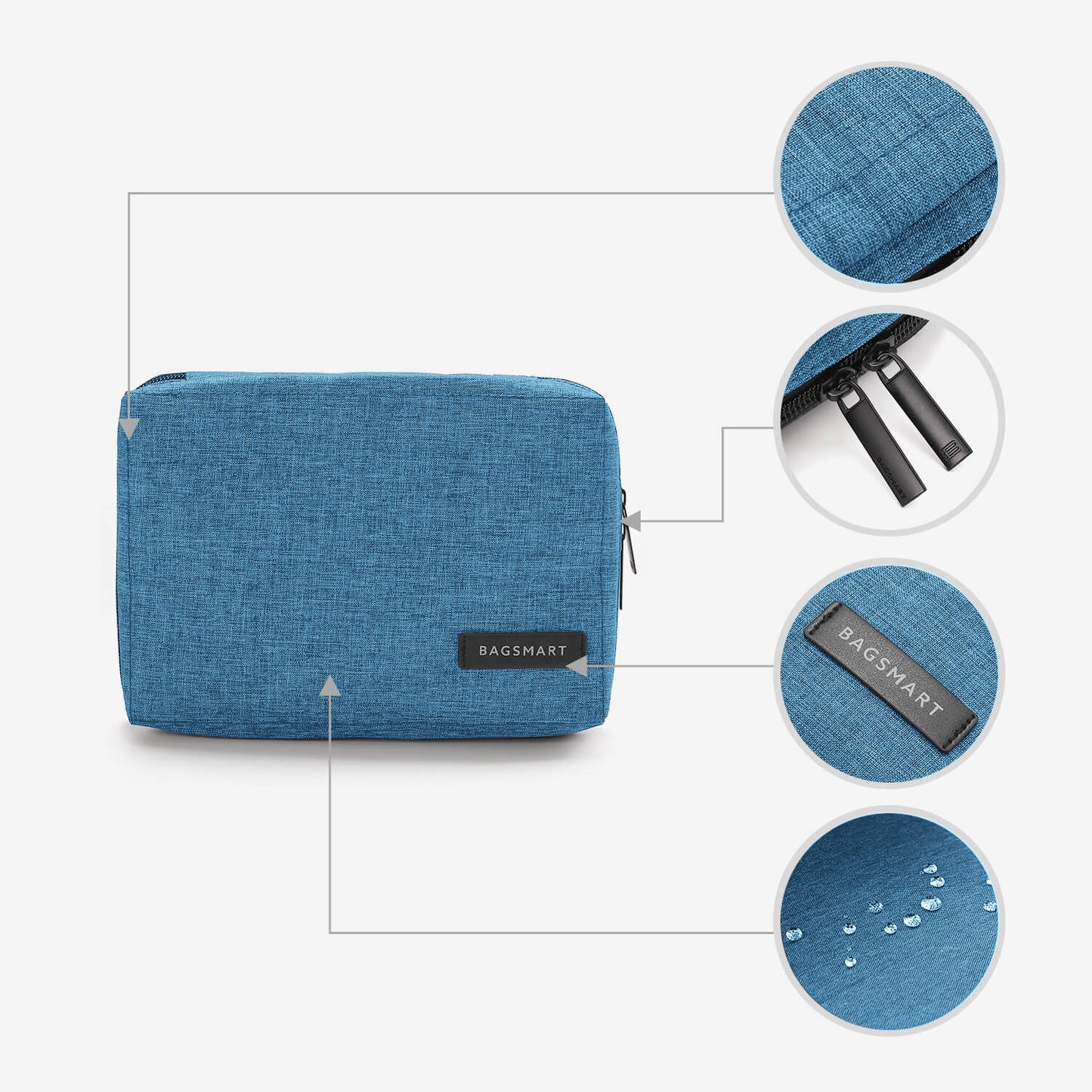 Grijze Tech Organizer – Waterdichte Kabeltas voor Reizen en Dagelijks Gebruik