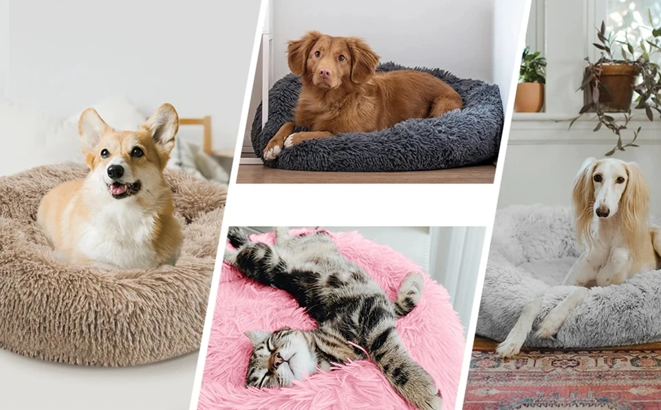 Ronde Donut Hondenmand & Kattenmand – Zachte Fluffy Huisdiermand