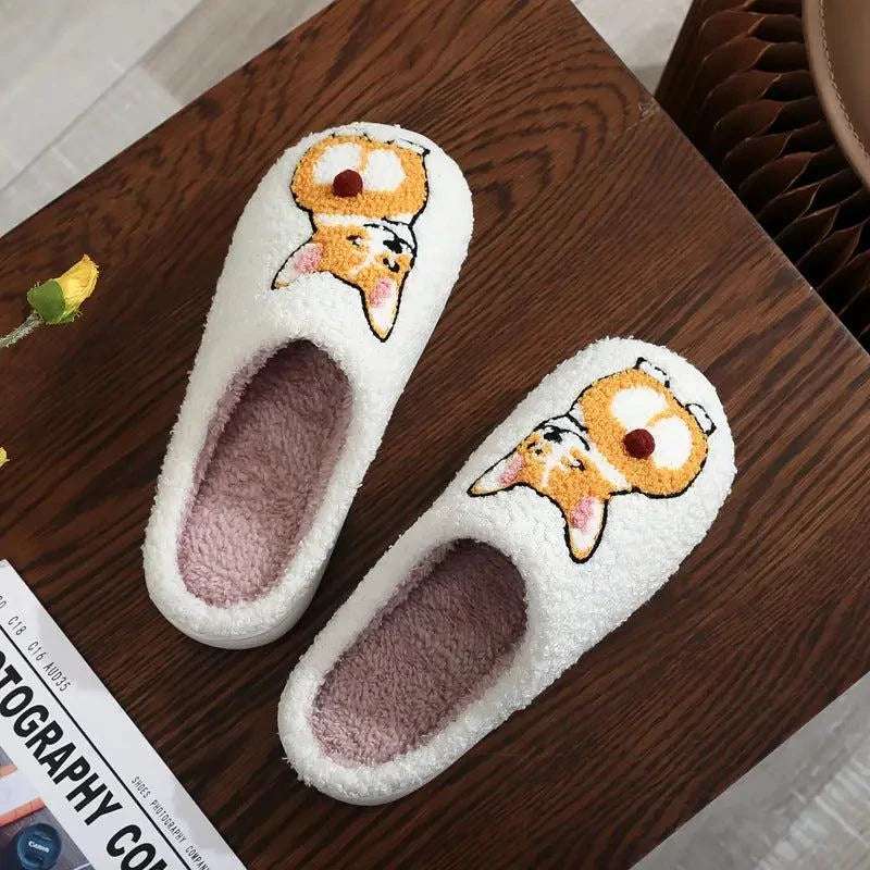 Corgi Pantoffels – Warme en Zachte Dames Slippers met Hond Design