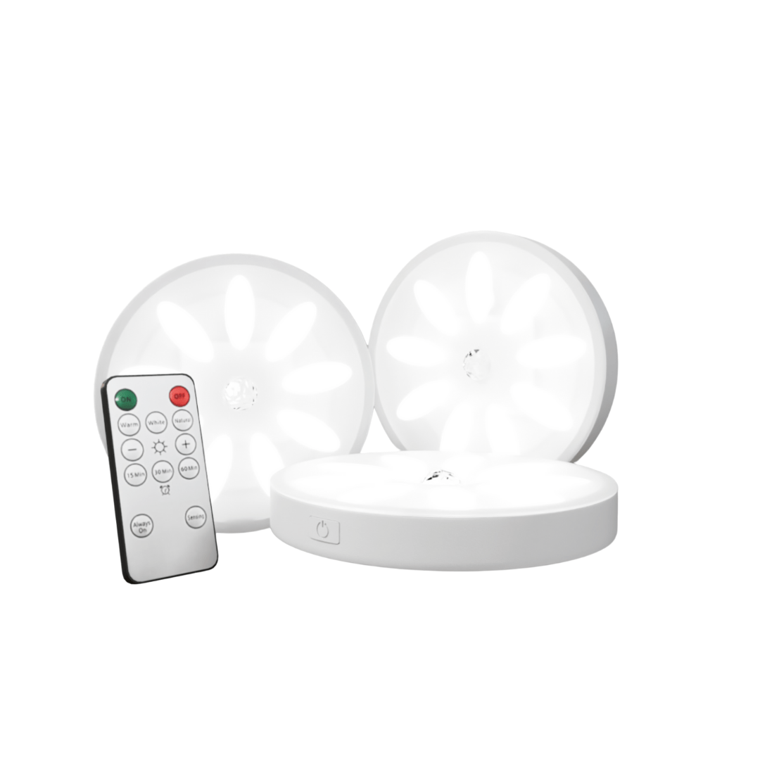 LED Puck Lights met Afstandsbediening – Dimbare Onderkastverlichting | Plakbare Spots – 3 Lichtstanden