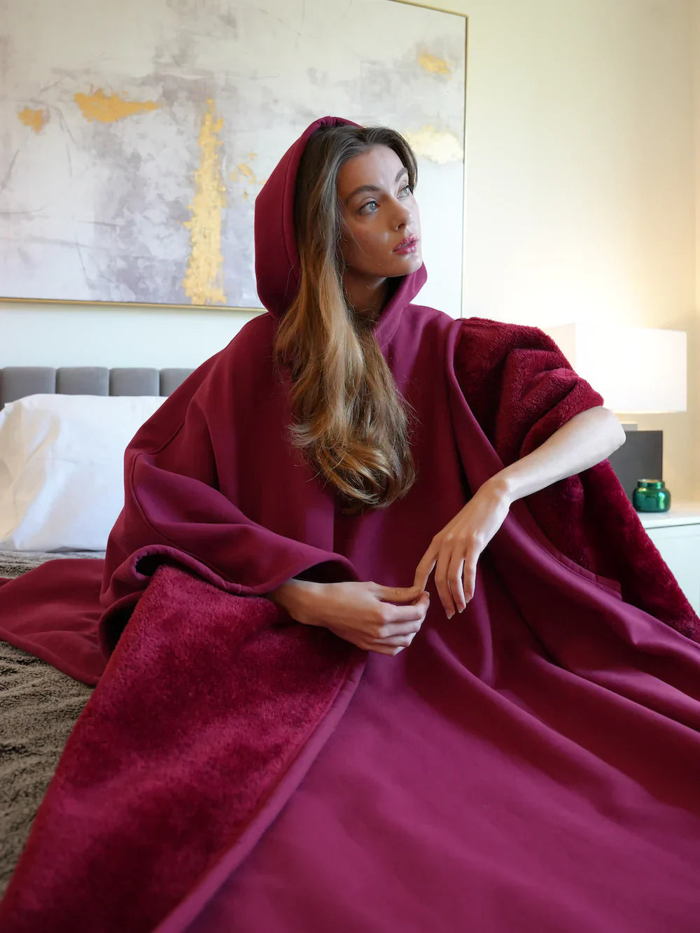 Draagbare Deken met Capuchon – Warme Fleece Poncho voor Thuis & Buiten