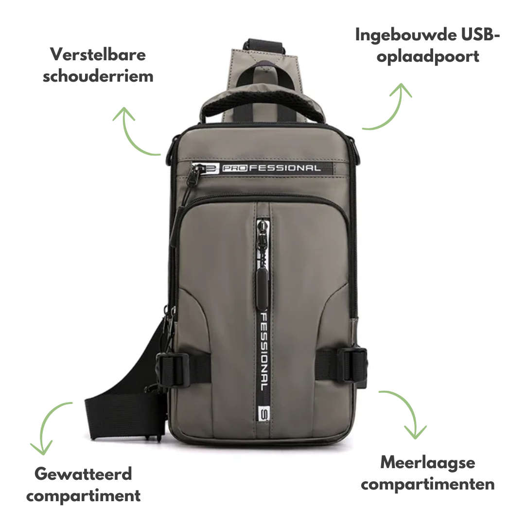 Waterdichte Crossbody Tas – Modern, Ruim & Handig met USB-aansluiting