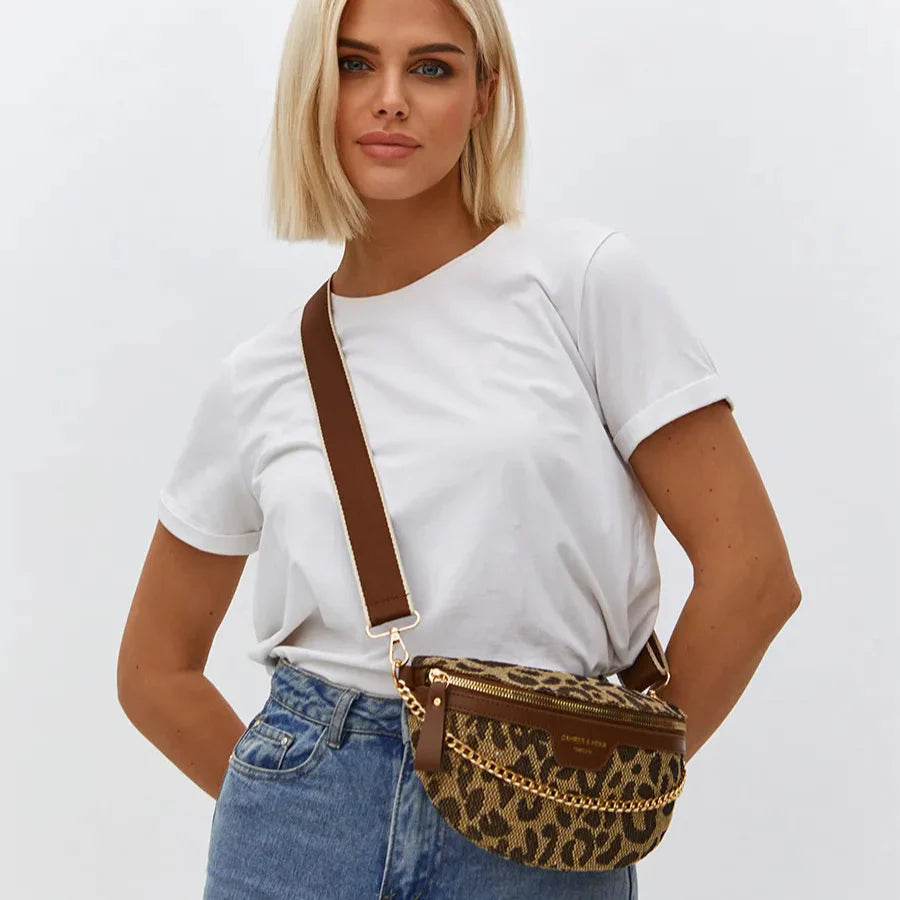 Leopard Crossbody & Heuptas met Gouden Ketting – Panterprint – Trendy & Verstelbare Band