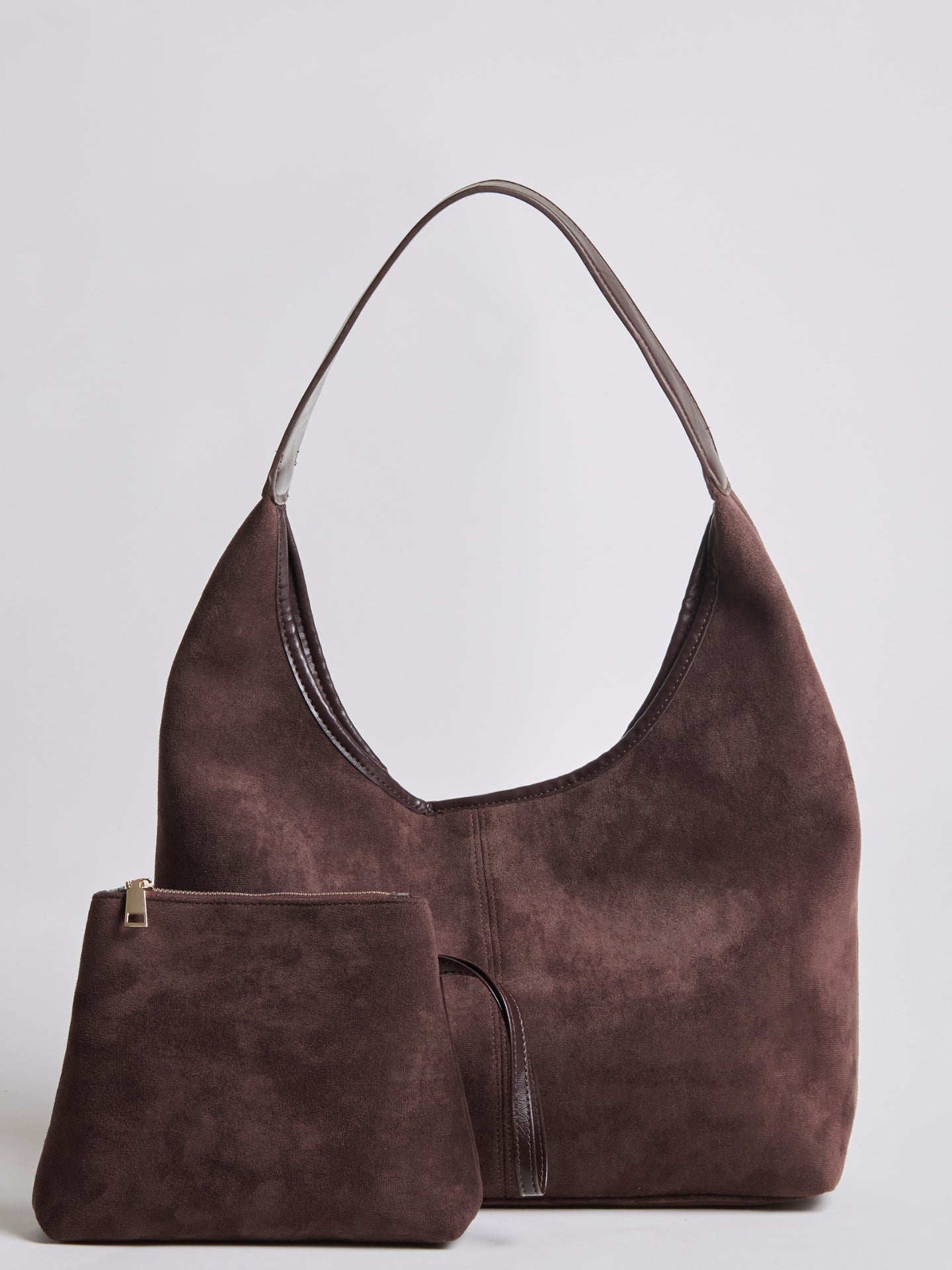 Zwarte Suède Schoudertas – Minimalistisch & Ruim Design