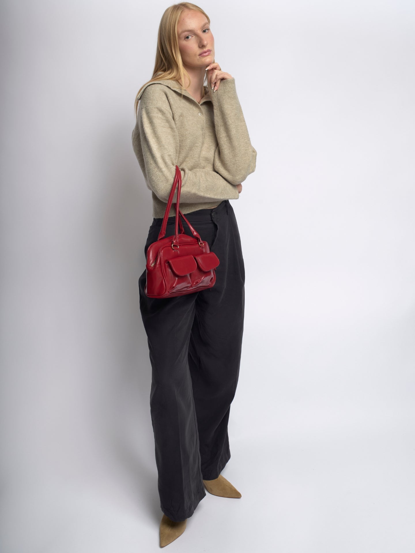 Liorra Vegan Leren Handtas Zwart met Dubbele Vakken – Elegant & Functioneel