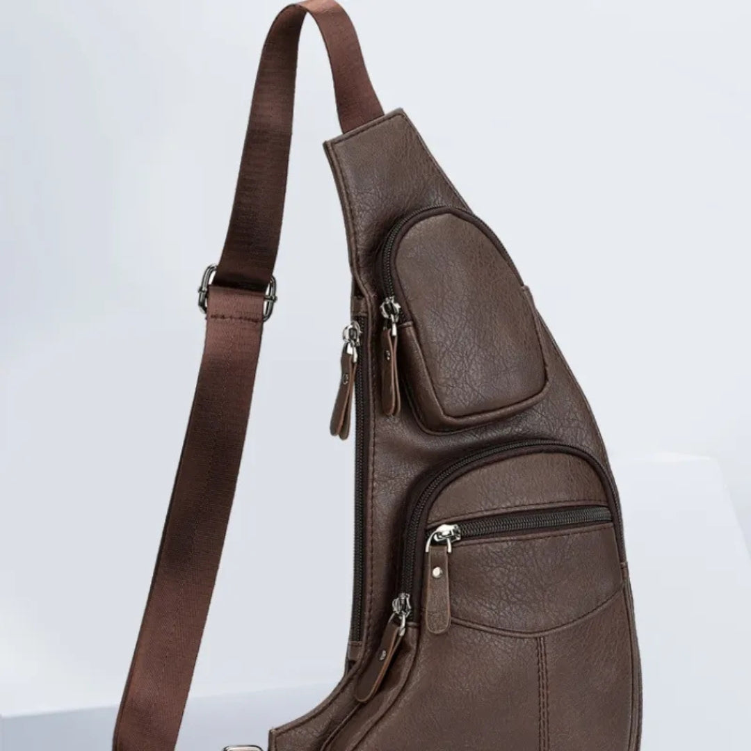 Crossbody Schoudertas voor Heren – Leren Sling Bag met Meerdere Vakken