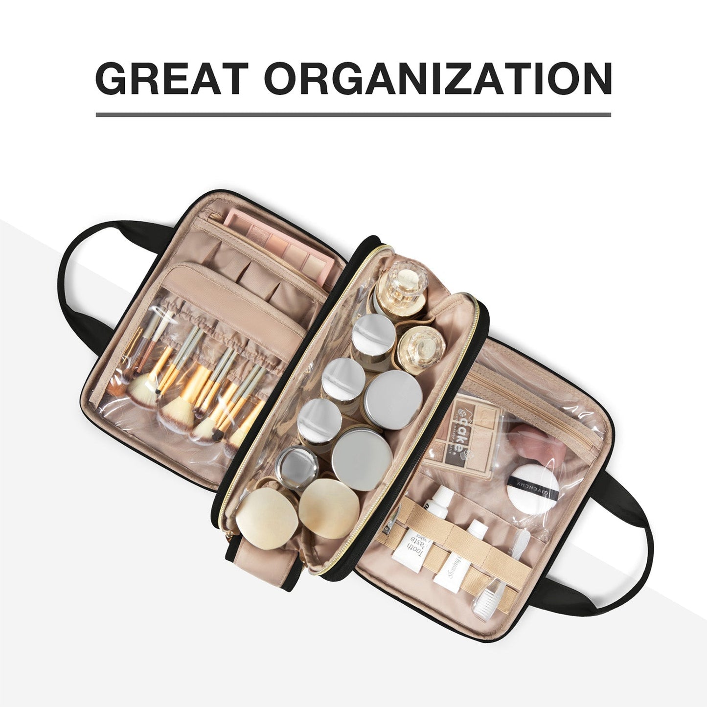 Luxe Toilettas & Make-up Organizer – Reistas met Flessenhouders & Meerdere Vakken – Roze