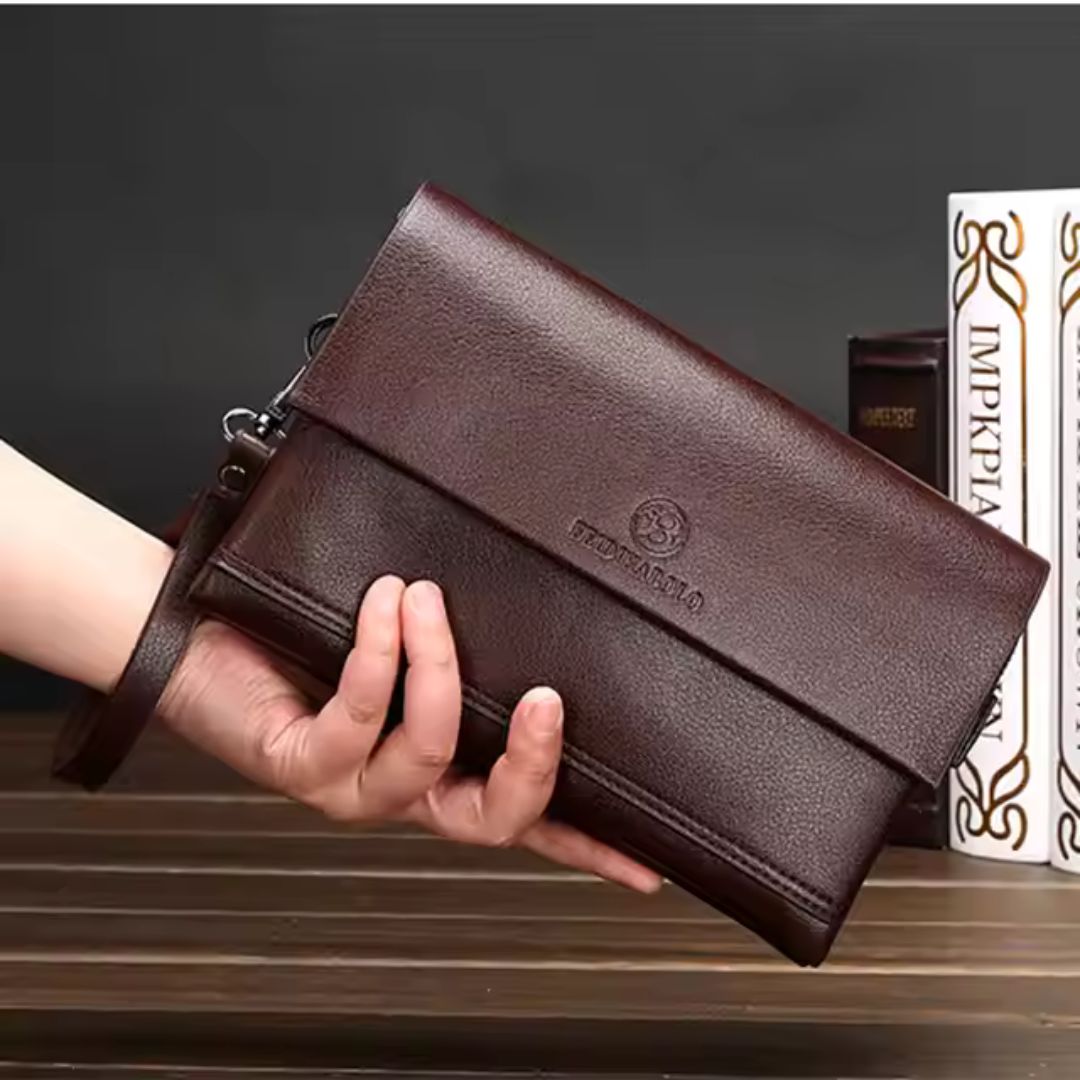 Leren Pols Portemonnee voor Heren – Multifunctionele Clutch met Ritsvakken