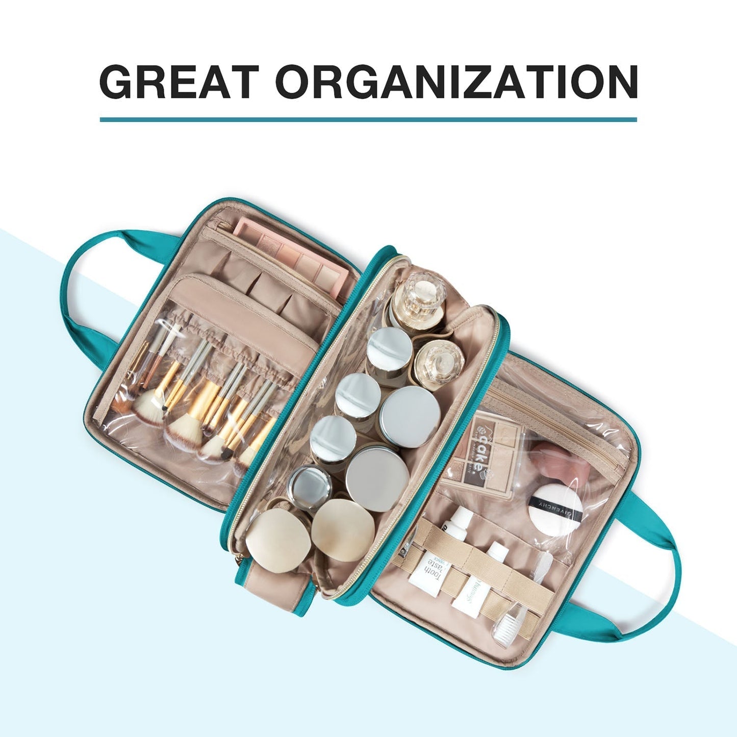 Luxe Toilettas & Make-up Organizer – Reistas met Flessenhouders & Meerdere Vakken – Roze