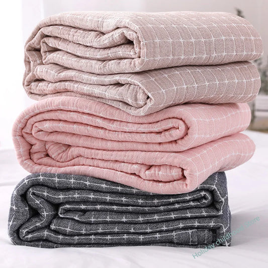 Katoenen Deken met Ruitpatroon – Ademend en Zacht Plaid voor Bed en Bank