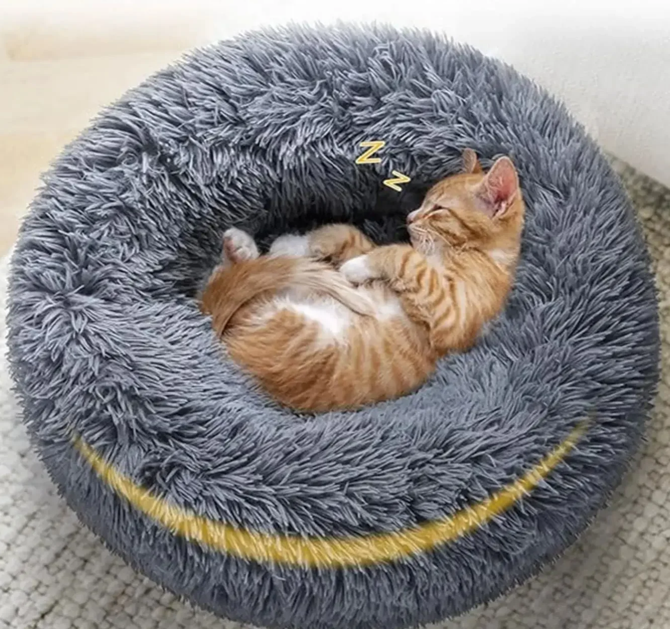 Ronde Donut Hondenmand & Kattenmand – Zachte Fluffy Huisdiermand