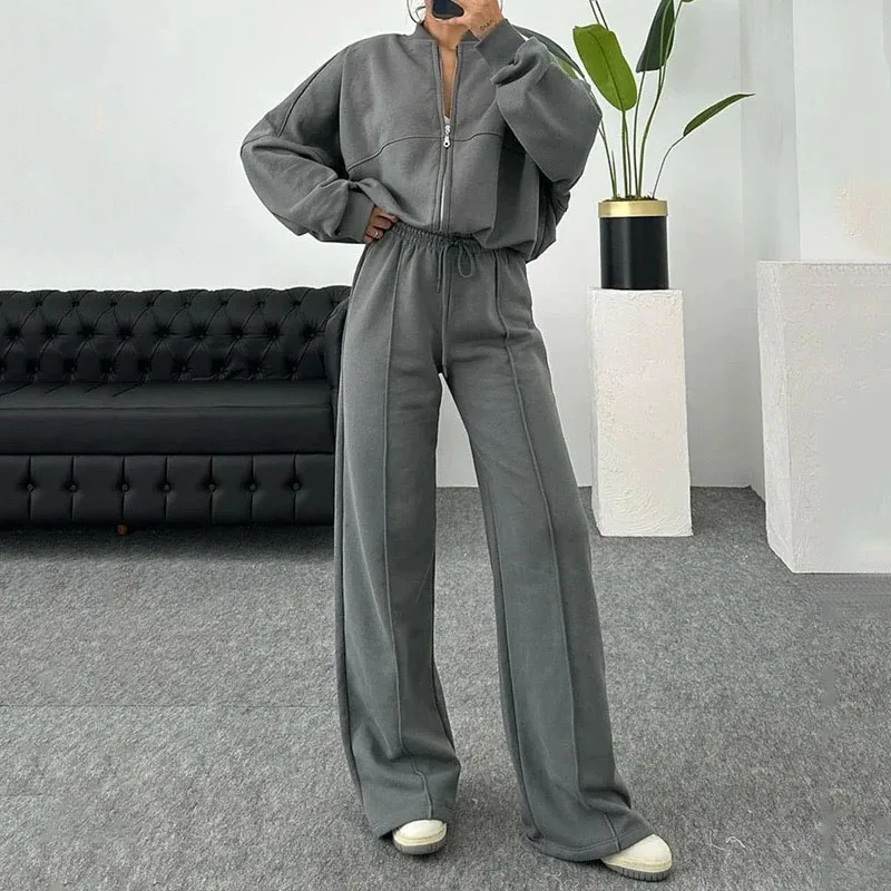 Oversized Damespak – Comfortabele Loungewear Set met Broek en Jasje