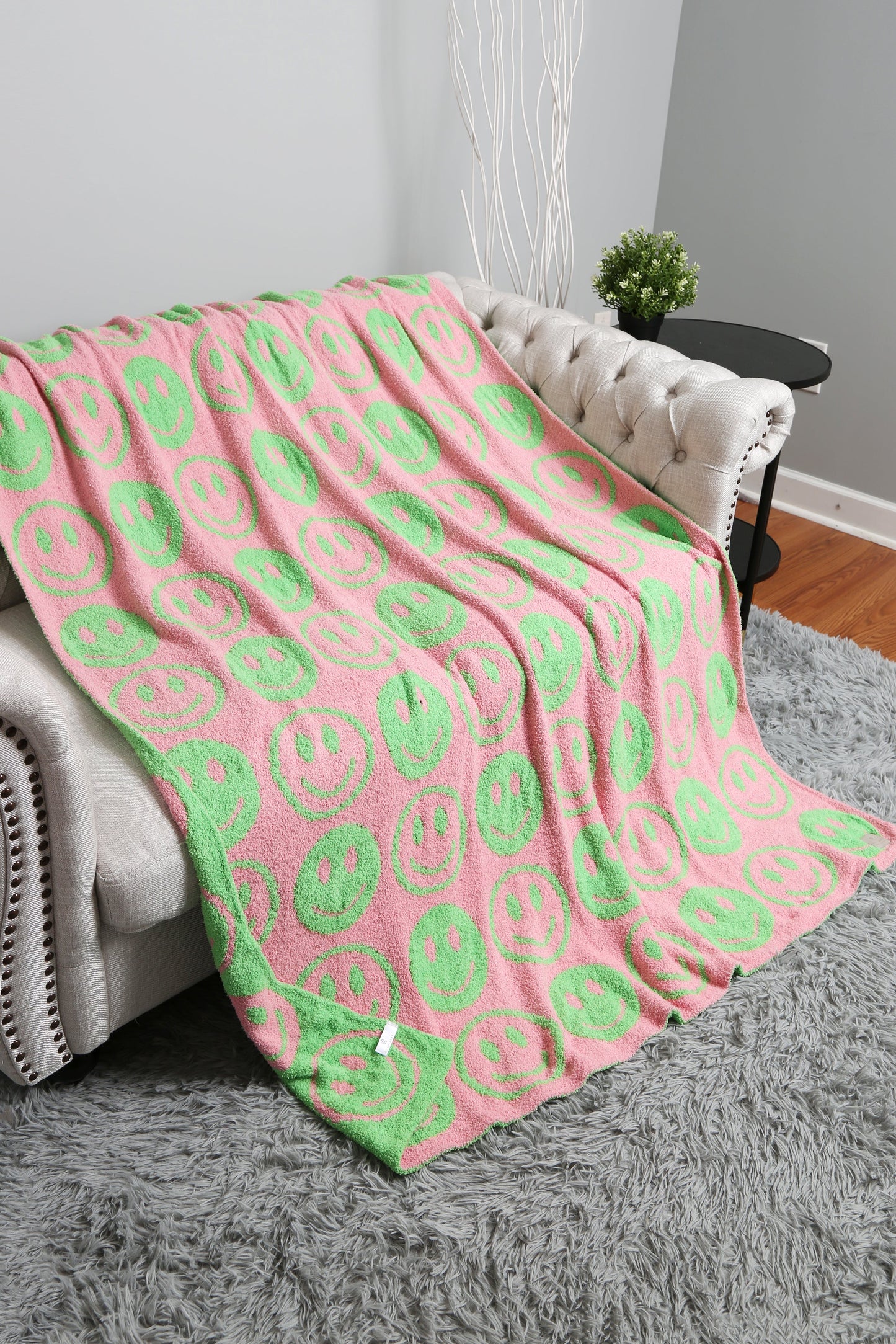 Mini Happy Face Luxe Fleece Deken – Zachte Woonplaid 130×150cm
