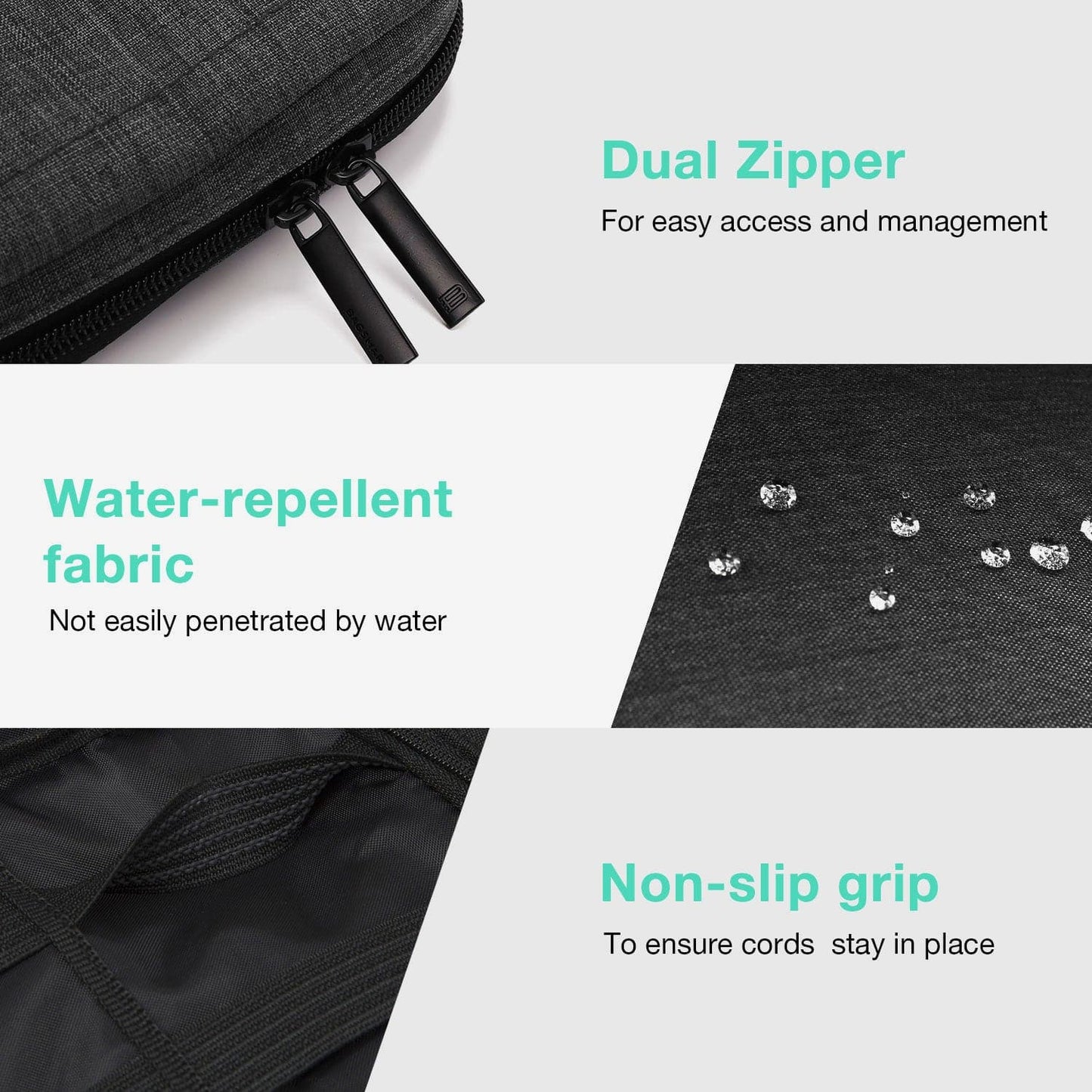 Grijze Tech Organizer – Waterdichte Kabeltas voor Reizen en Dagelijks Gebruik