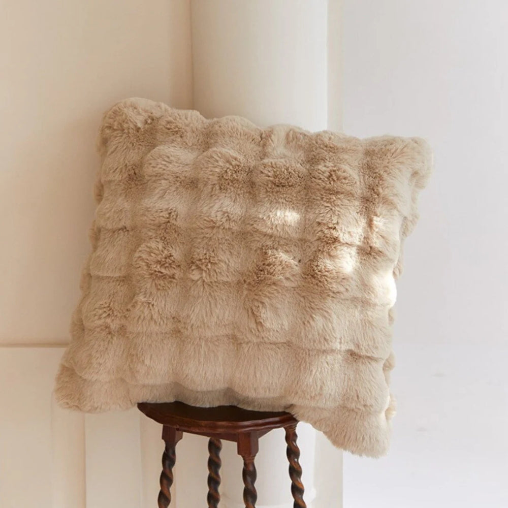Sierkussenhoes Pluche Vierkant – Zachte Luxe Furry Hoes in Beige, Wit, Grijs, Oranje & Blauw – 45x45 cm