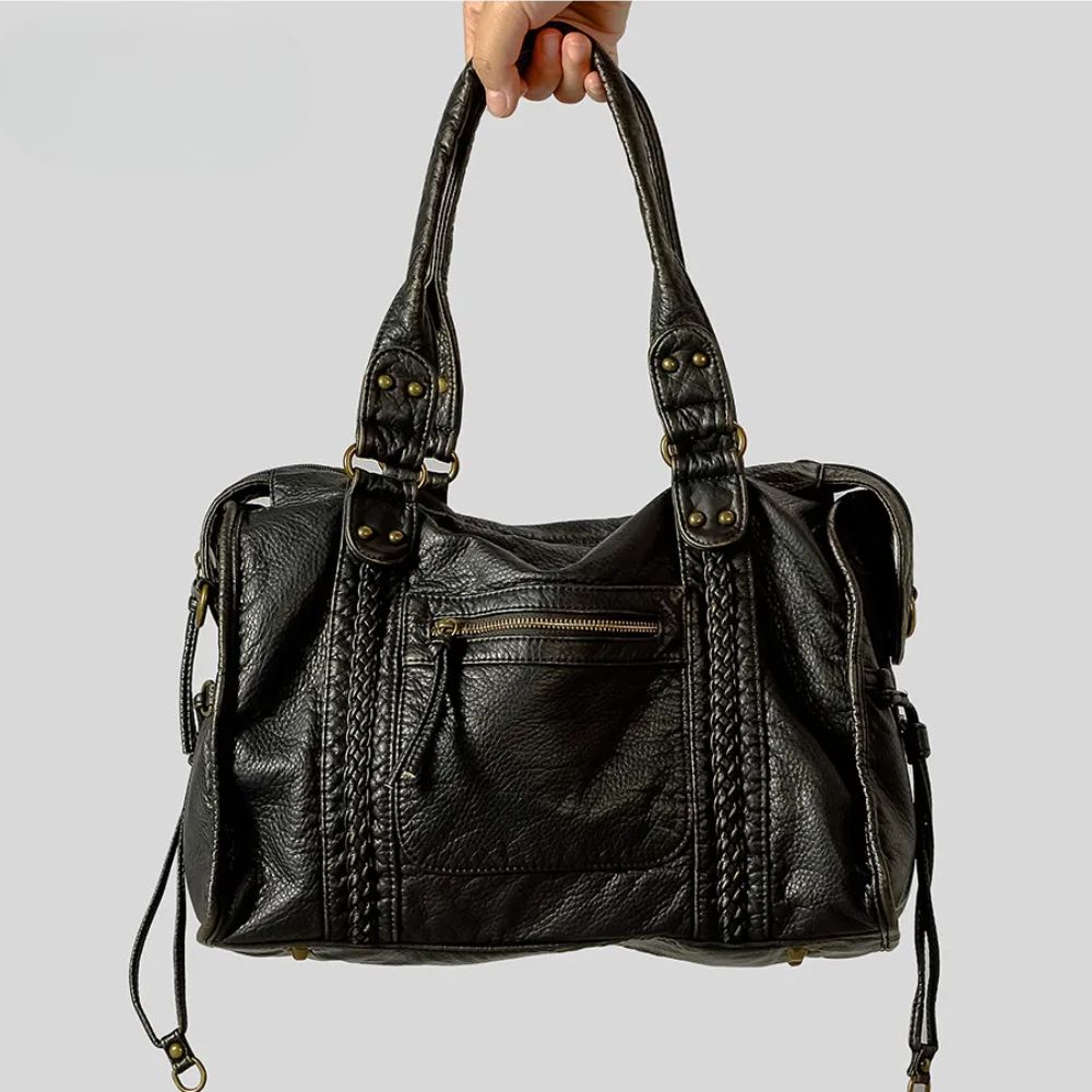 Zwarte Leren Handtas – Stoer & Stijlvol