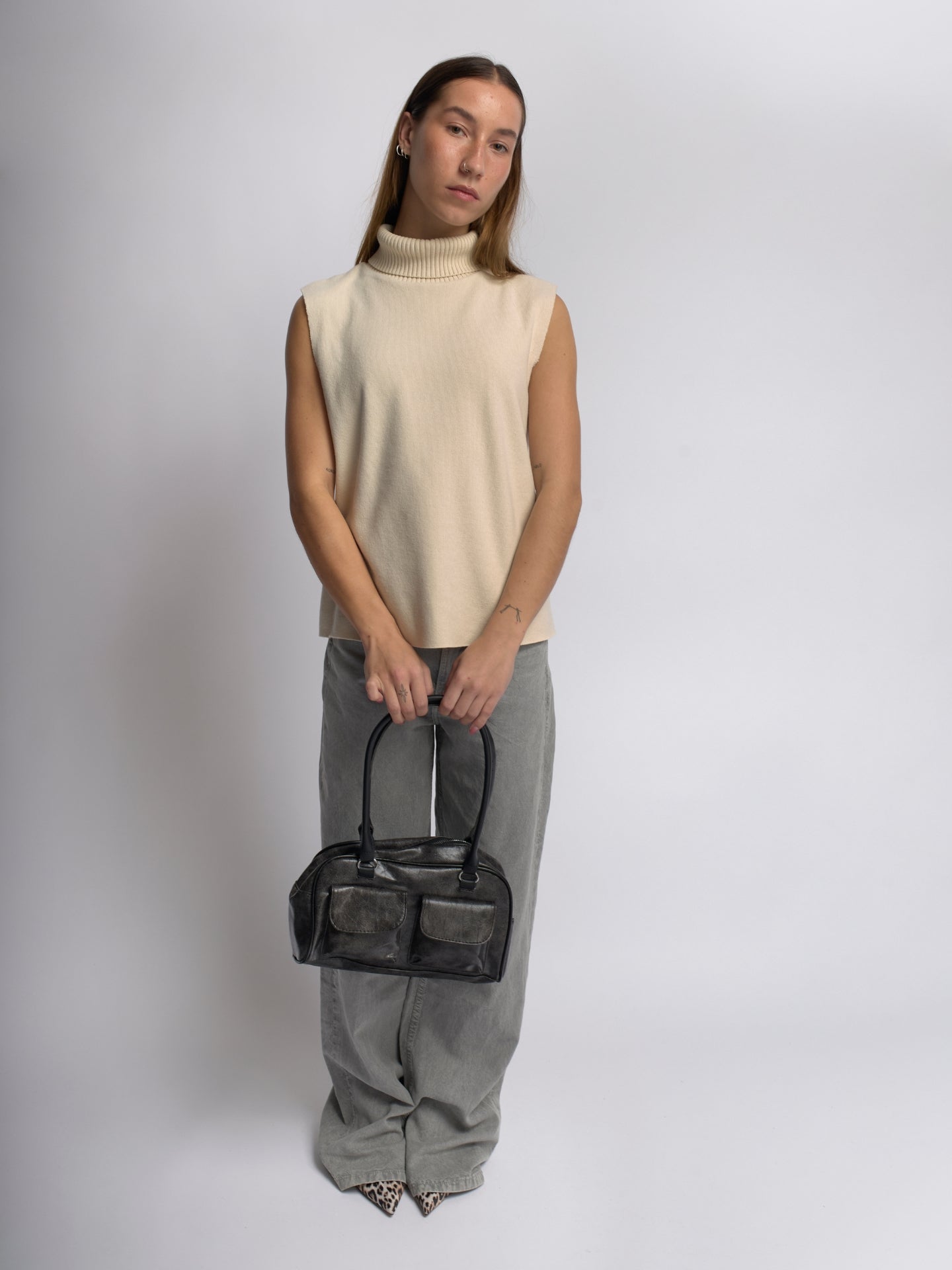 Luxe Vintage Schoudertas met Voorvakken – Vegan Leer & Tijdloos Design