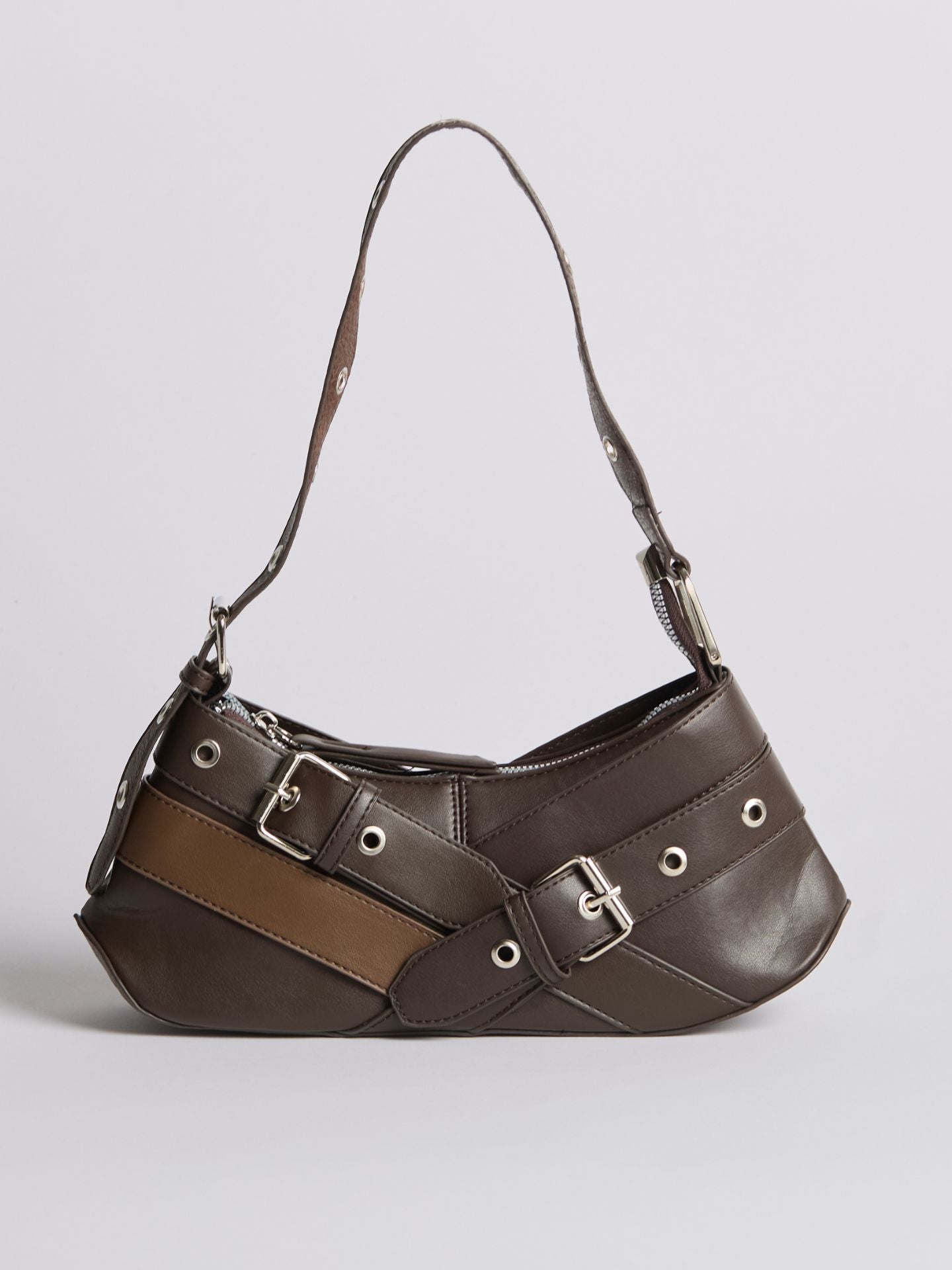 Liorra Vegan Leren Schoudertas Zwart met Gespdetails – Stoer & Trendy