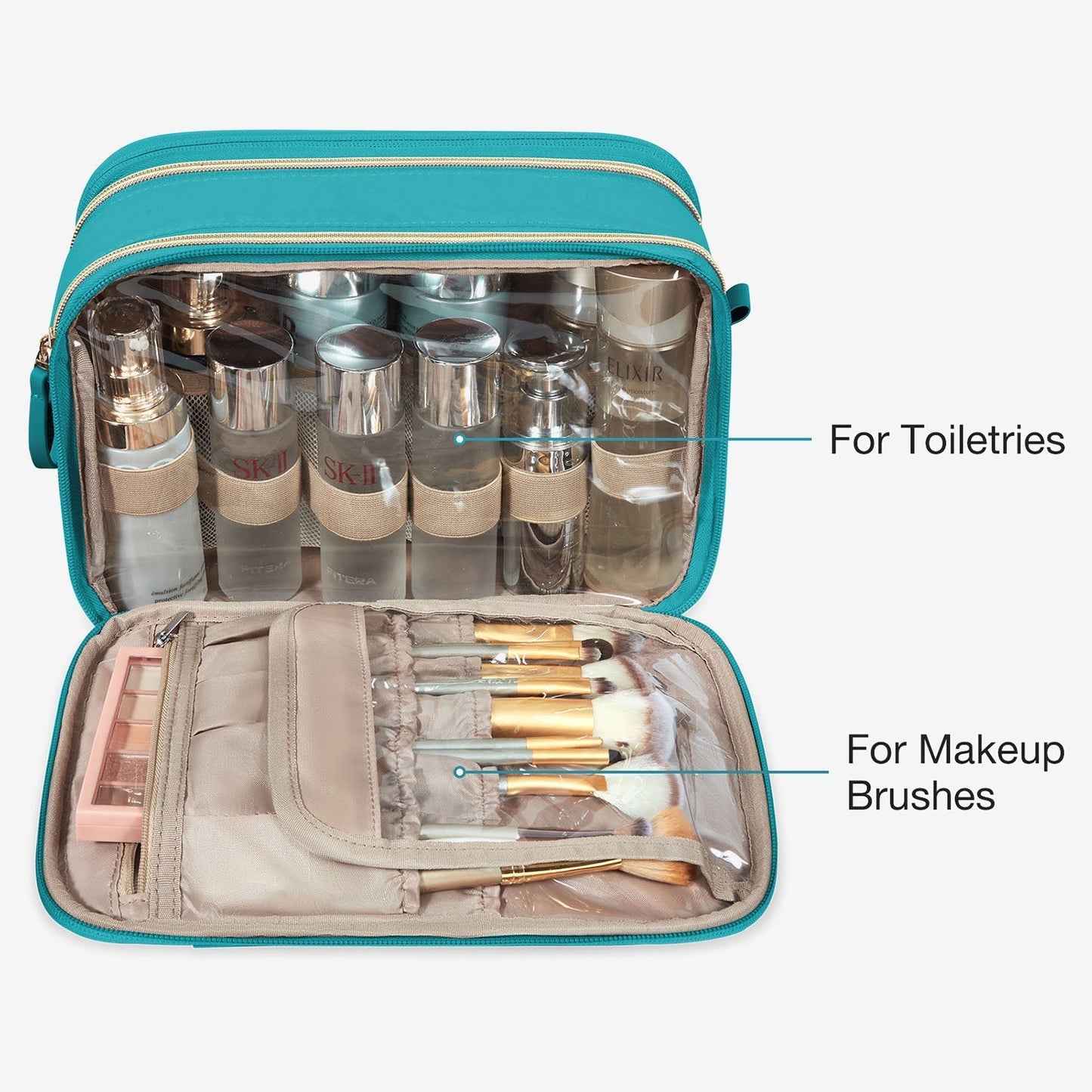 Luxe Toilettas & Make-up Organizer – Reistas met Flessenhouders & Meerdere Vakken – Roze