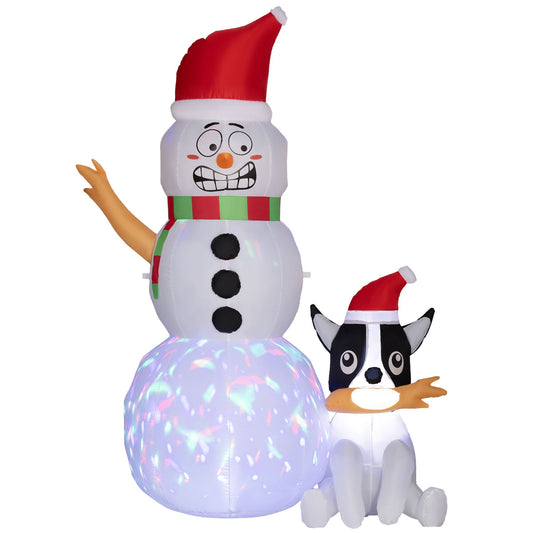 Opblaasbare sneeuwman met hond 188 cm – kerstdecoratie met LED en ventilator
