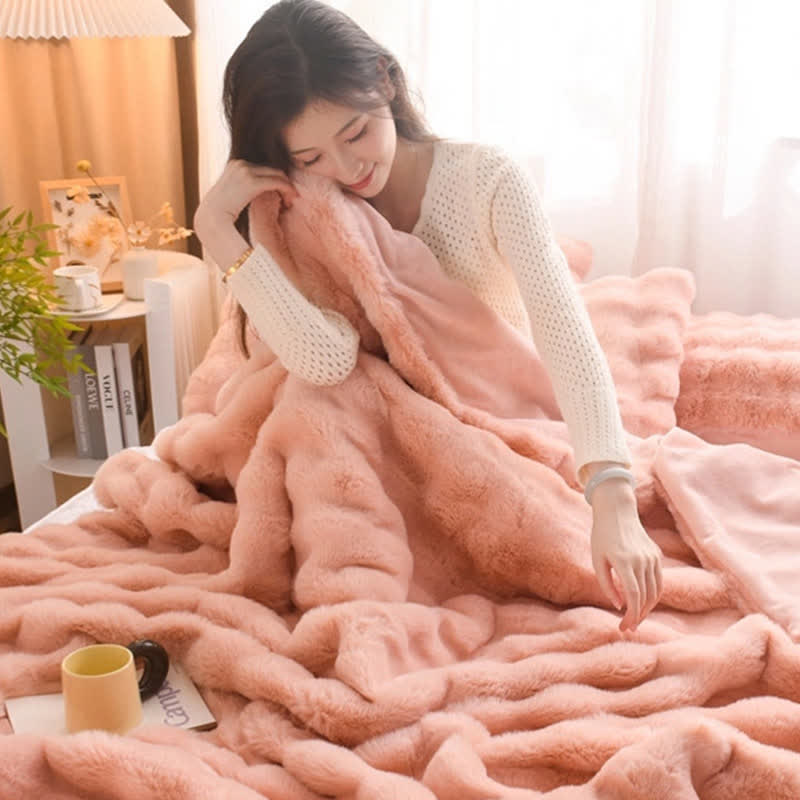 Solid Color Plush Throw Blanket – Luxe Zachte Fleece Deken voor Woonkamer & Slaapkamer