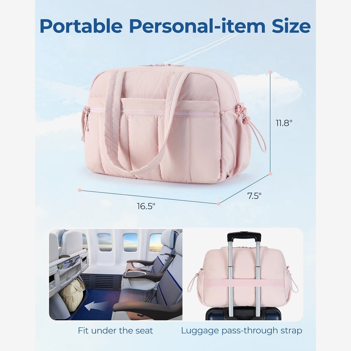 Zwarte Reistas voor Handbagage – Lichtgewicht & Waterafstotend met Trolley-strap & PVC-vak – Ideaal voor Reizen & Gym