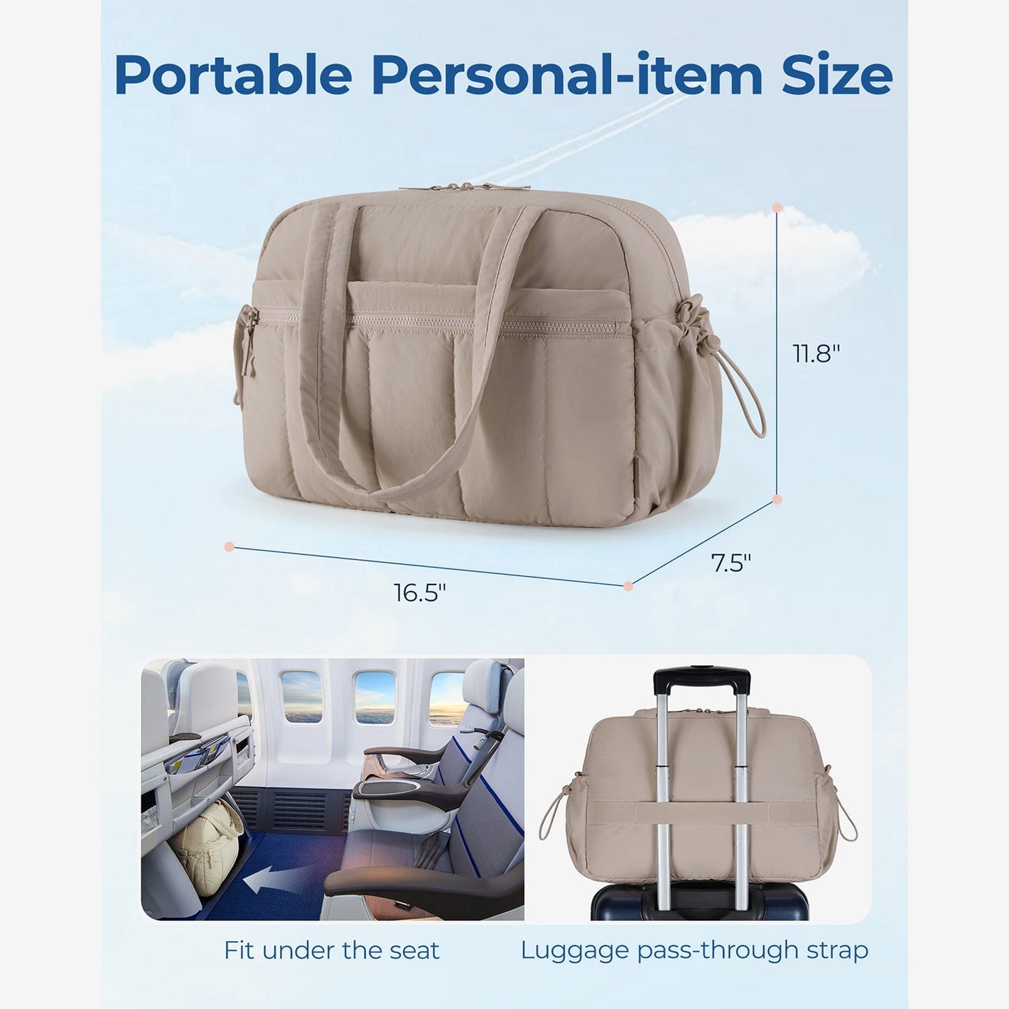 Zwarte Reistas voor Handbagage – Lichtgewicht & Waterafstotend met Trolley-strap & PVC-vak – Ideaal voor Reizen & Gym