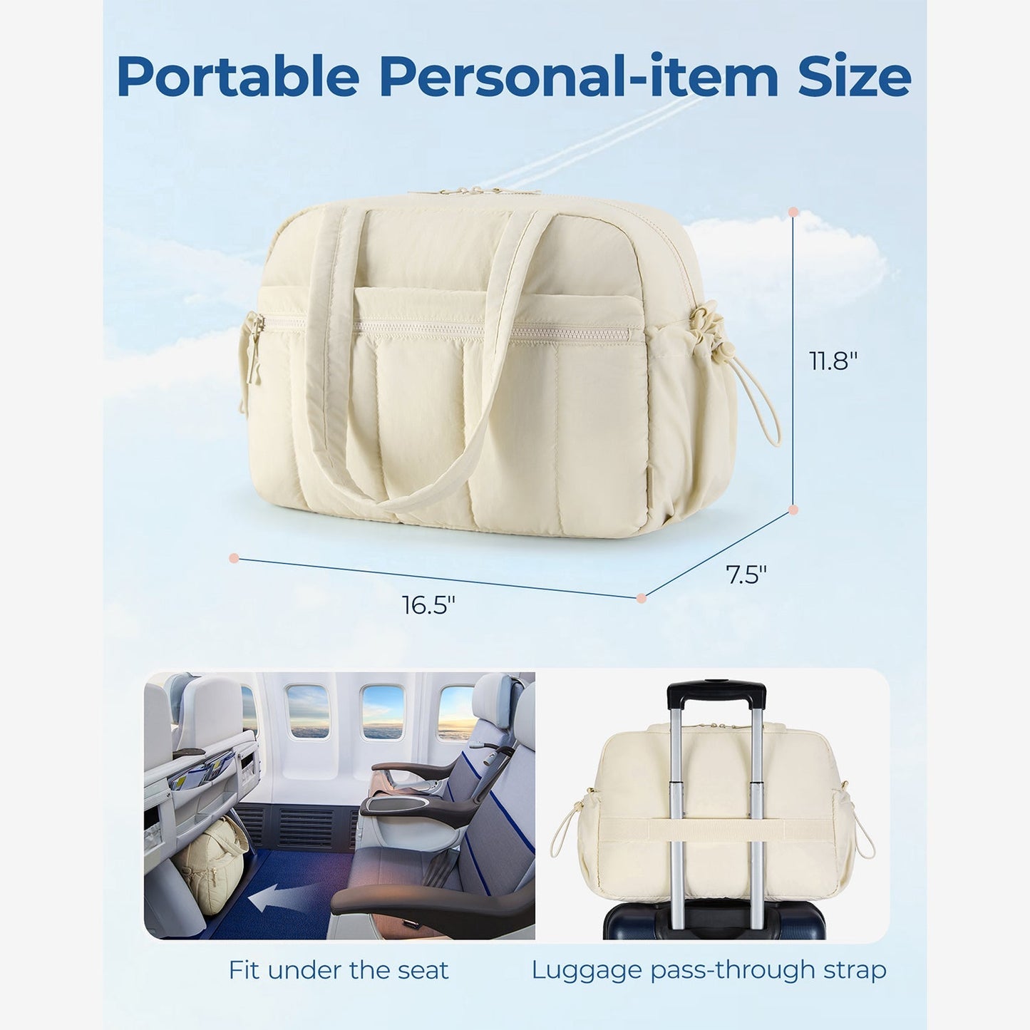 Zwarte Reistas voor Handbagage – Lichtgewicht & Waterafstotend met Trolley-strap & PVC-vak – Ideaal voor Reizen & Gym