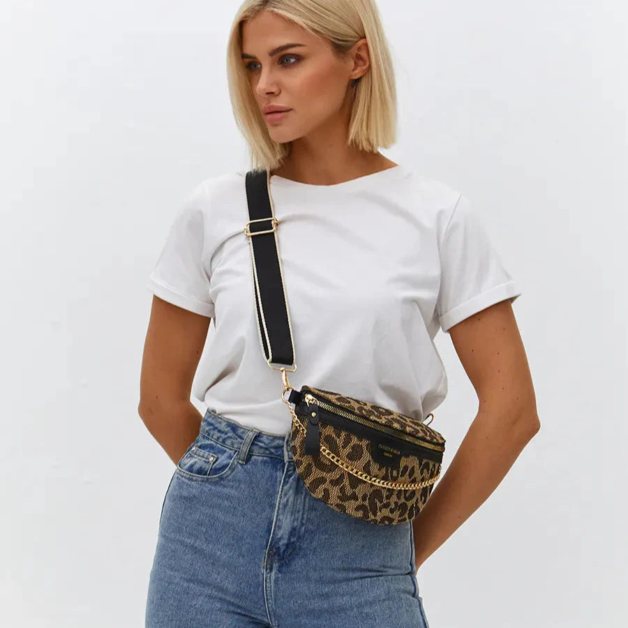 Leopard Crossbody & Heuptas met Gouden Ketting – Panterprint – Trendy & Verstelbare Band