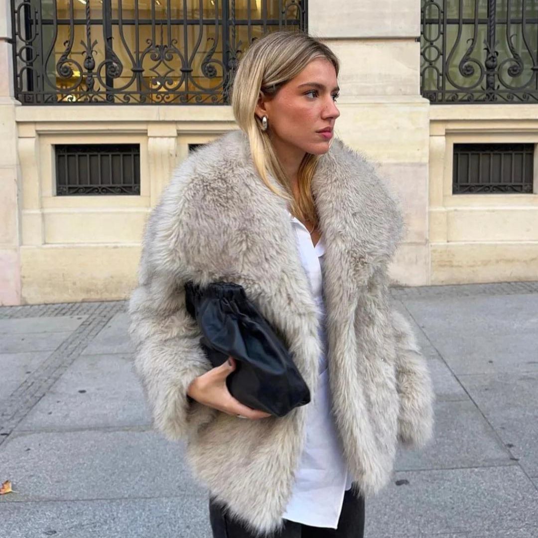Dames Faux Fur Jas – Elegante Warme Winterjas met Luxe Look