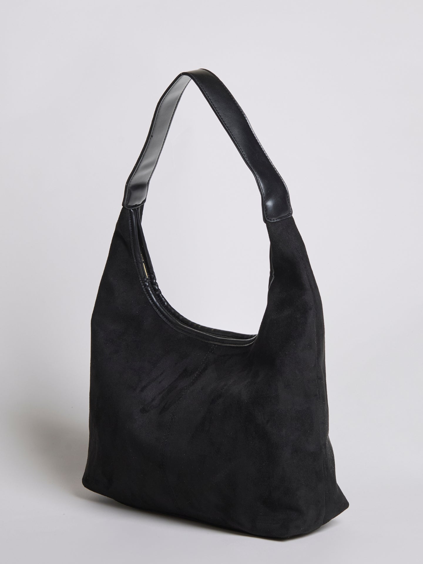 Zwarte Suède Schoudertas – Minimalistisch & Ruim Design