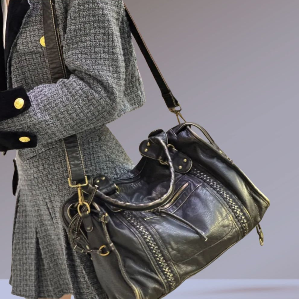 Zwarte Leren Handtas – Stoer & Stijlvol